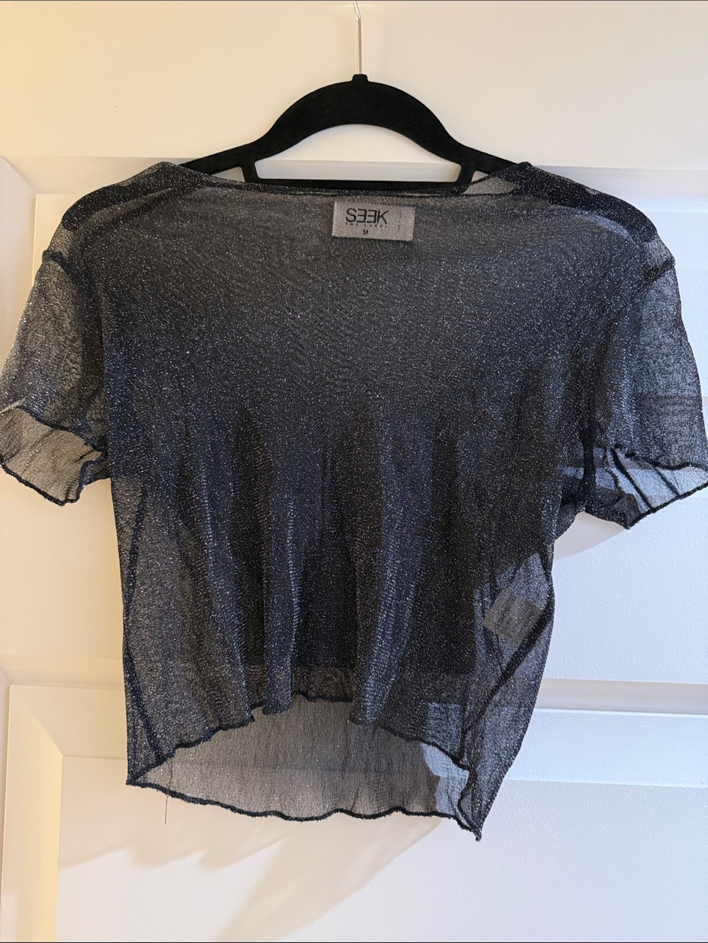 SEEK Sheer Sparkle Black Crop Top